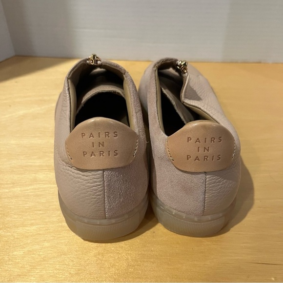 Pairs In Paris Women’s Leather Taupe Pink Zip Slip On Shoes Sneakers Size EU 39 - Picture 5 of 9